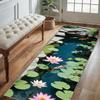 2D Forest Path Runner Rug Sunlit Woodland Floral Path Print Non-Slip Hallway Rug Nature Serene Botanical Garden Themed Floor Mat