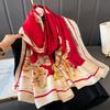 The new printing silk scarf spring and summer outside take sunscreen scarf beach towel thin section warm neck temperament versatile ladies