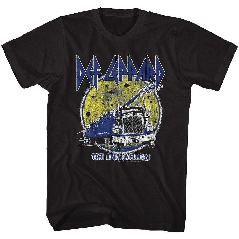 Def Leppard US Invasion Distressed Men T Shirt Rock Music Band Merch XXXXL