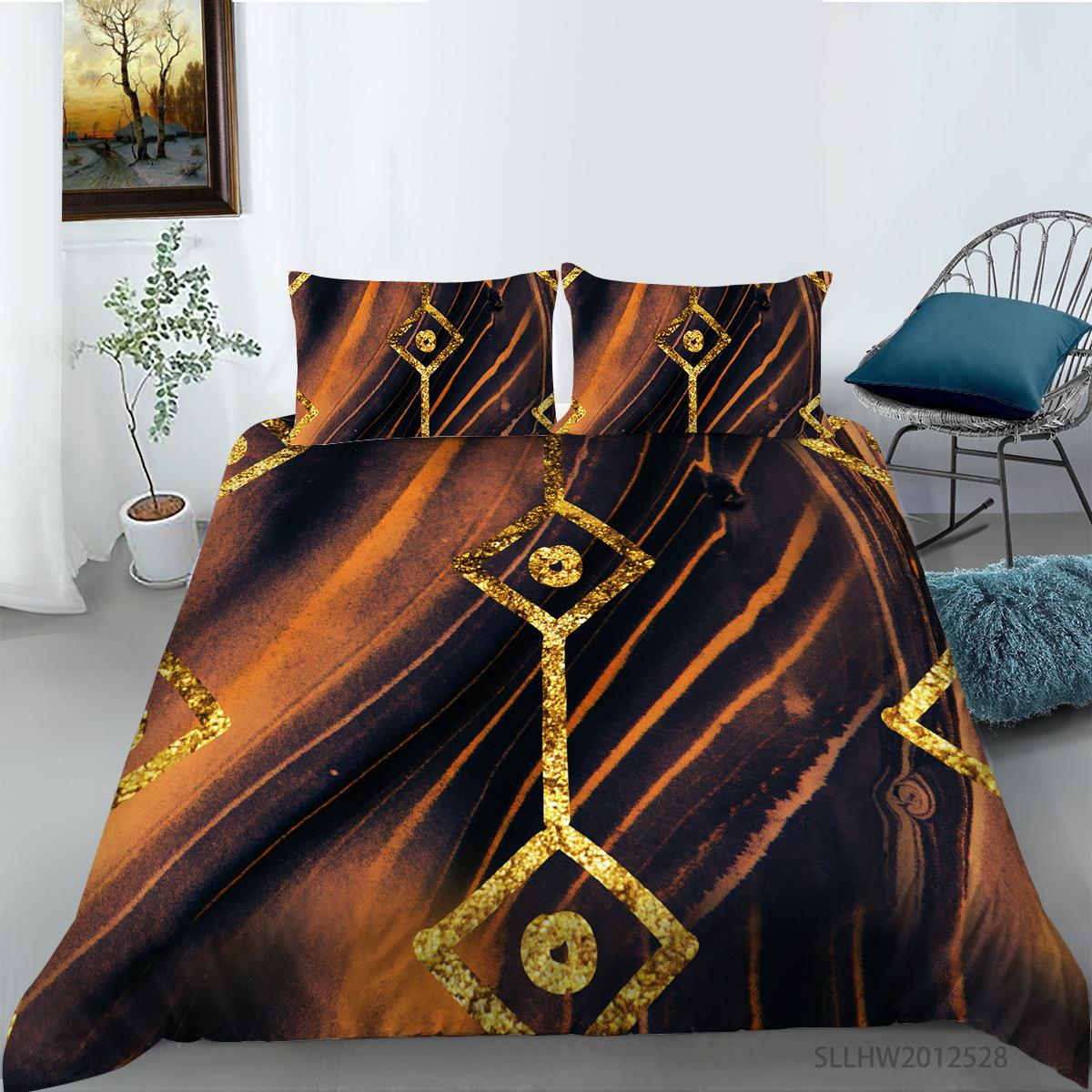 

Простой геометрический узор Пододеяльник Наволочка Набор из двух или трех предметов Полиэстер 3D цифровая печать Фабрика-поставщик EU single 135*200