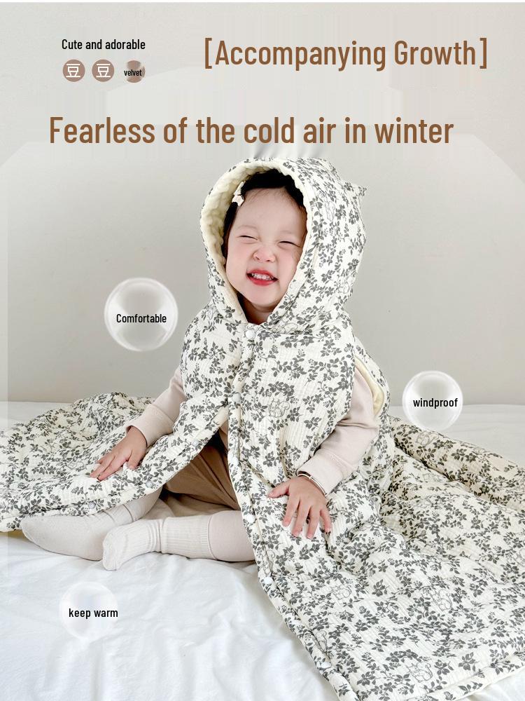 Cartoon Windproof Baby Cloak for Boys & Girls - Thickened Pure Cotton Autumn/Winter Cape