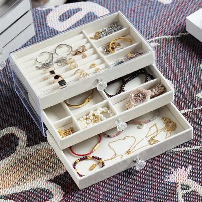 Three-layer Jewelry Storage Box, Drawer Type, Large-capacity Anti-oxidation Earrings, Ring Necklace, Bracelet, Jewelry Box.