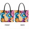  Floral Bunny Printed Tote Bag Large Capacity Casual Shoulder Handbag for Daily Use