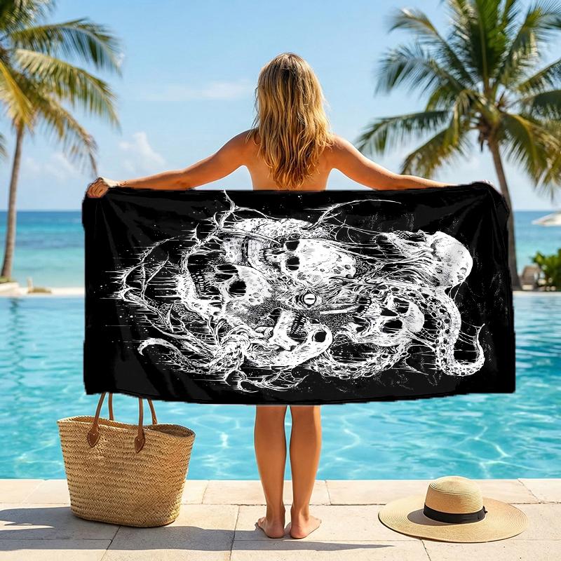 Gothic Skull Fashion Beach Towel: Ideal for Summer Adventures Soft, absorbent and quick drying suitable for swimming and bathing