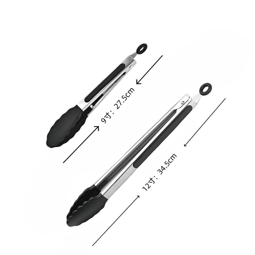 Silicone High-Temperature Resistant Tongs - Ideal for Grilling, Frying, and Bread - Stainless Steel Kitchen Tool
