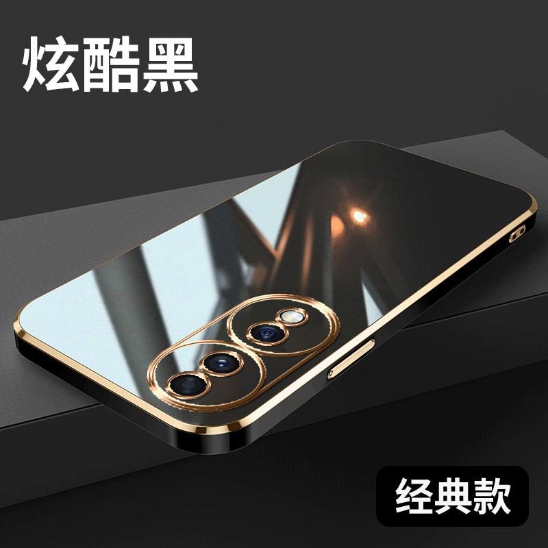 Applicable to Honor 70 mobile phone case solid color straight edge electroplating Honor 10 youth solid color soft case protective case anti-drop