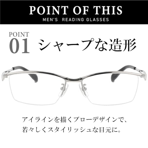FEELLIFE Men's Stylish Reading Glasses, Nylon Gunmetal, Sabae Planning, Includes Package and Case, FLM-006-2, +2.50