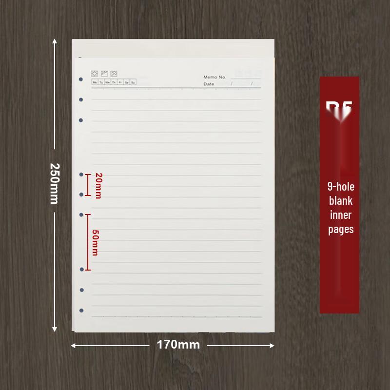 B5 9-Hole Loose-Leaf Refill Paper (100 Sheets)