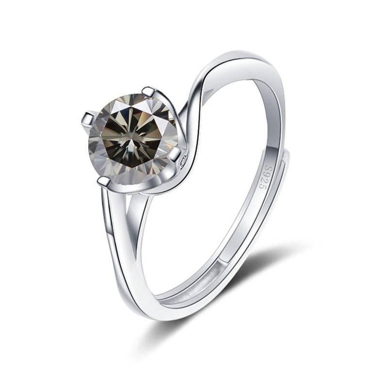 Bague Ringen 1ct VVS Moissanite Jewelry Snubní prsten 925 Sterling Silver pokovený bílým zlatem Čtyři otevřené prsteny Twist Design s drápy