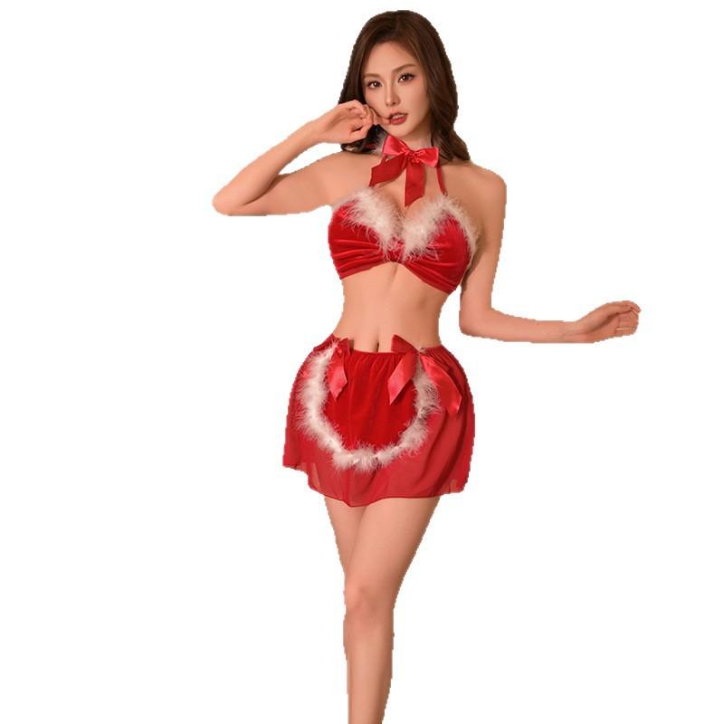 Christmas Uniform Female Sexy Lingerie Christmas Dress Set Pure Desire Halloween Cosplay Temptation Dress M