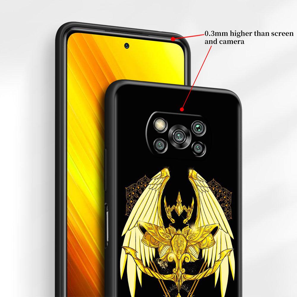 Custodia Per Xiaomi Mi Poco X3 NFC M3 Pro F3 GT M4 F1 12 11 Litre 12X Note 10 9T Nera Morbida Cover per Telefono Anime Saint Seiya Logo