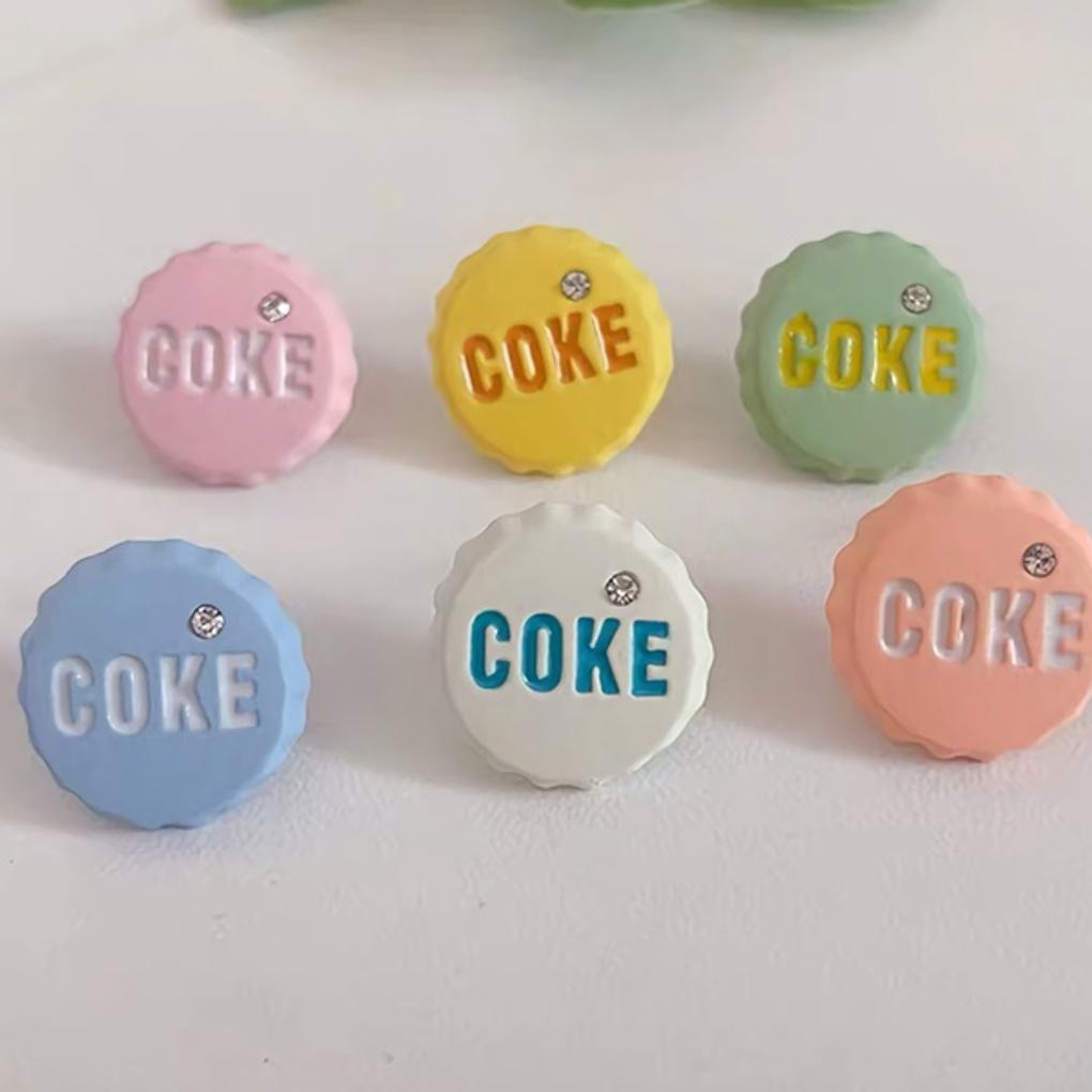 

Women s pastel color coke earrings silver needle Cream blue
