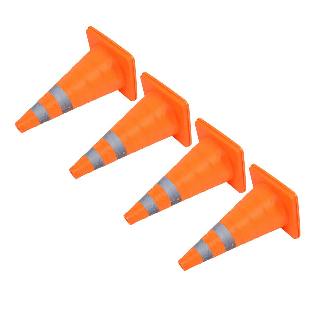 4Pcs Traffic Cones 45cm 360 Degrees  Reflective Strips Foldable PP Base Waterproof Oxford Cloth Safety