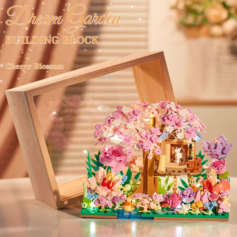 DIY Building Block Toy Flower Bouquet Flower View Box for Your Daughter's Toy Table Top Decoration
