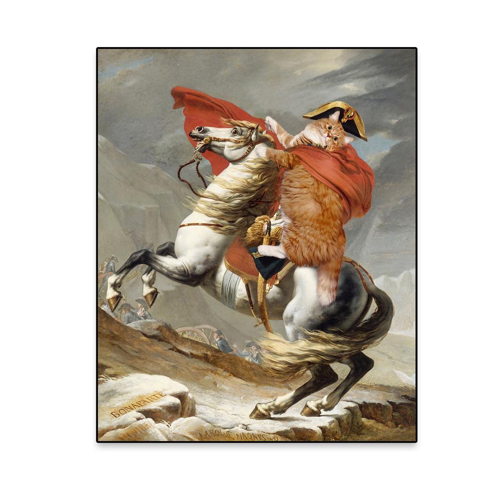 

Кумедний художній плакат Світом правлять коти Принти Вінтажна картина маслом Портрет кішки Картина на полотні Класичний настінний художній декор 21x30 No Frame