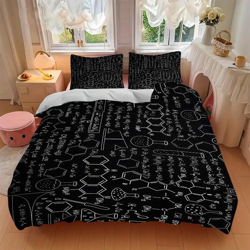 3pcs Chemical Formulas and Symbols Quilt Cover Set, Soft and Cozy Bedroom