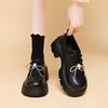 Retro British Style Heightening Lace-up Loafer Single Shoes for Women's Autumn New Thick-soled Jk Small Leather Shoes for Women