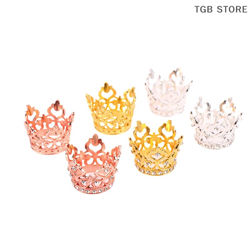 Mini Princess Crown 1/12 Dollhouse Rhinestone Crowns Small Tiara Dollhouse Decoration Accessories For Dolls