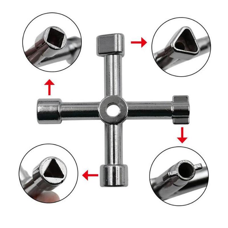 4 In 1 Multifunction Electrician Plumber Utility Cross Switch Wrench Universal Square Triangle Key for Gas Train Bleed Radiator