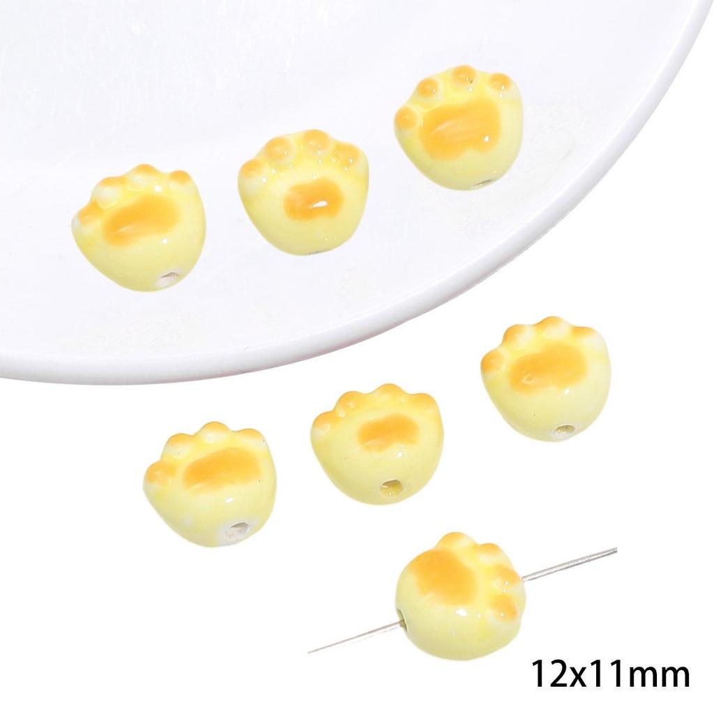Yellow Hand-Painted Ceramic Cartoon Beads for DIY Bracelets, Necklaces, and Phone Chains