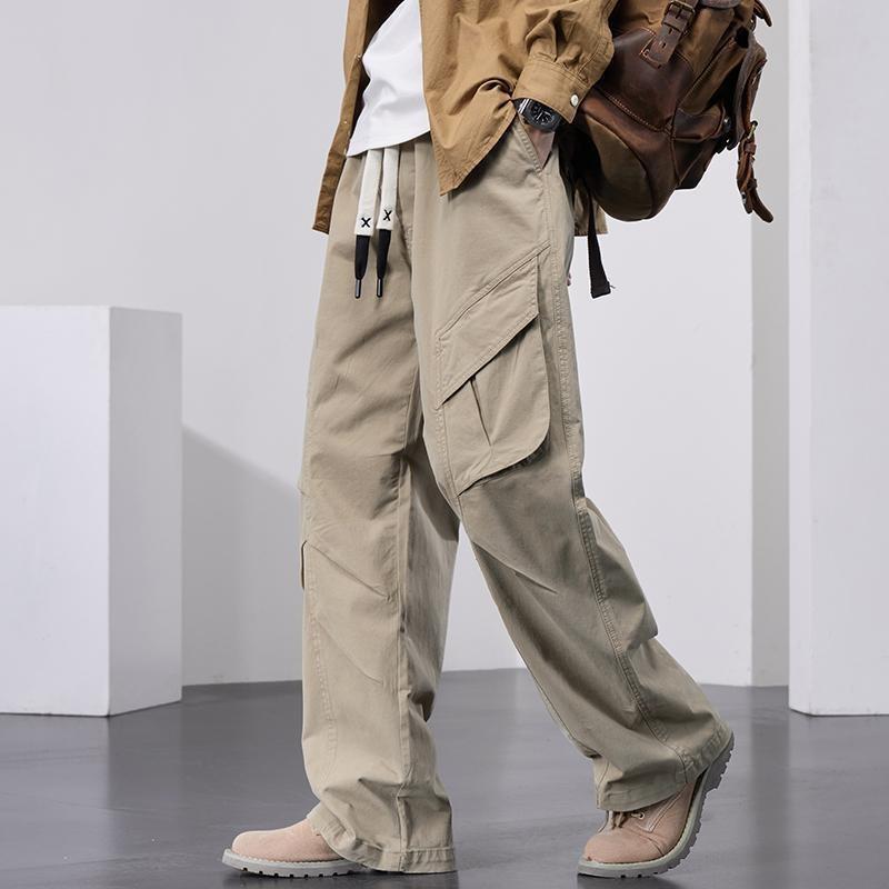 Large Size Pants Men's Loose Straight Wide-leg Overalls Spring and Summer Khaki Casual Trousers Men