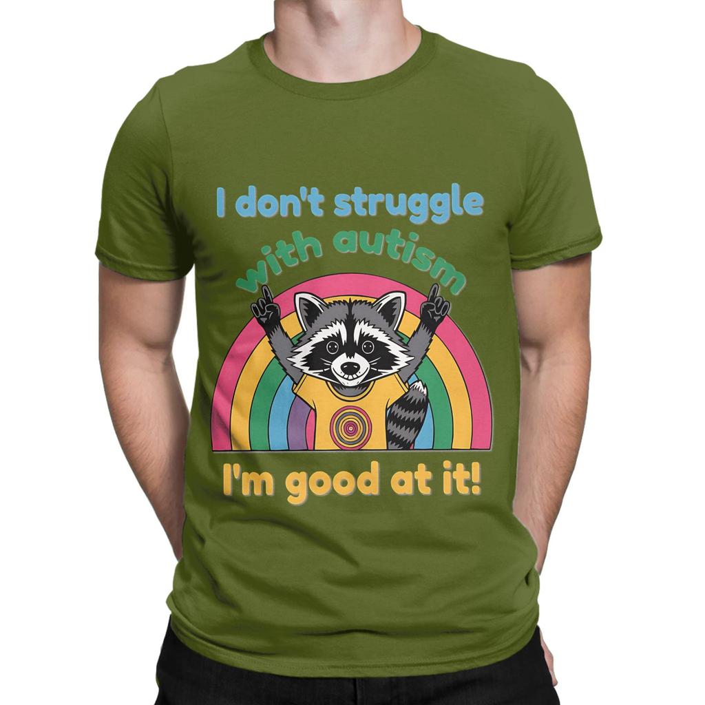 Aautism Racoon I Don Struggle With I M Good At It Funny Graphic 100 Cotton Tshirt Aautism Racoon Tees Tops For Unisex