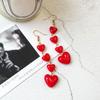 Red Heart Long Tassel Earrings Sweet Drop Dangle Earrings Party Jewelry Fashion Piercing Earrings Comfortable to Wear