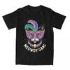 Meowdy Gras Cat Mardi Gras T-Shirt Summer Vintage T-Shirts Pure Cotton Leisure Tee Shirt for Women Men Short Sleeve Print Tops