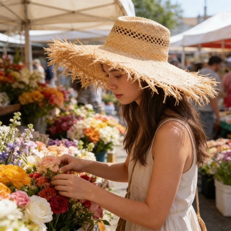 Elegant Raffia Sun Hat With Adjustable Size And Breathable Open Weaving For Beach Vacation Outdoor Activity Travel Gear