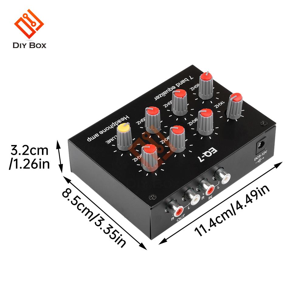 EQ-7 Audio Signal Preamplifier 7 Band Equalizer Adjust High School Bass Sound Phone Computer Headphone Amplifier DC US Plug