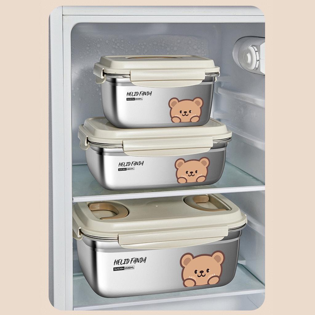 Lebensmittelaufbewahrungsbehälter mit großer Kapazität 304 Edelstahl Lebensmittel Frischhaltebox Versiegelt Auslaufsicher Kühlschrank Crisper