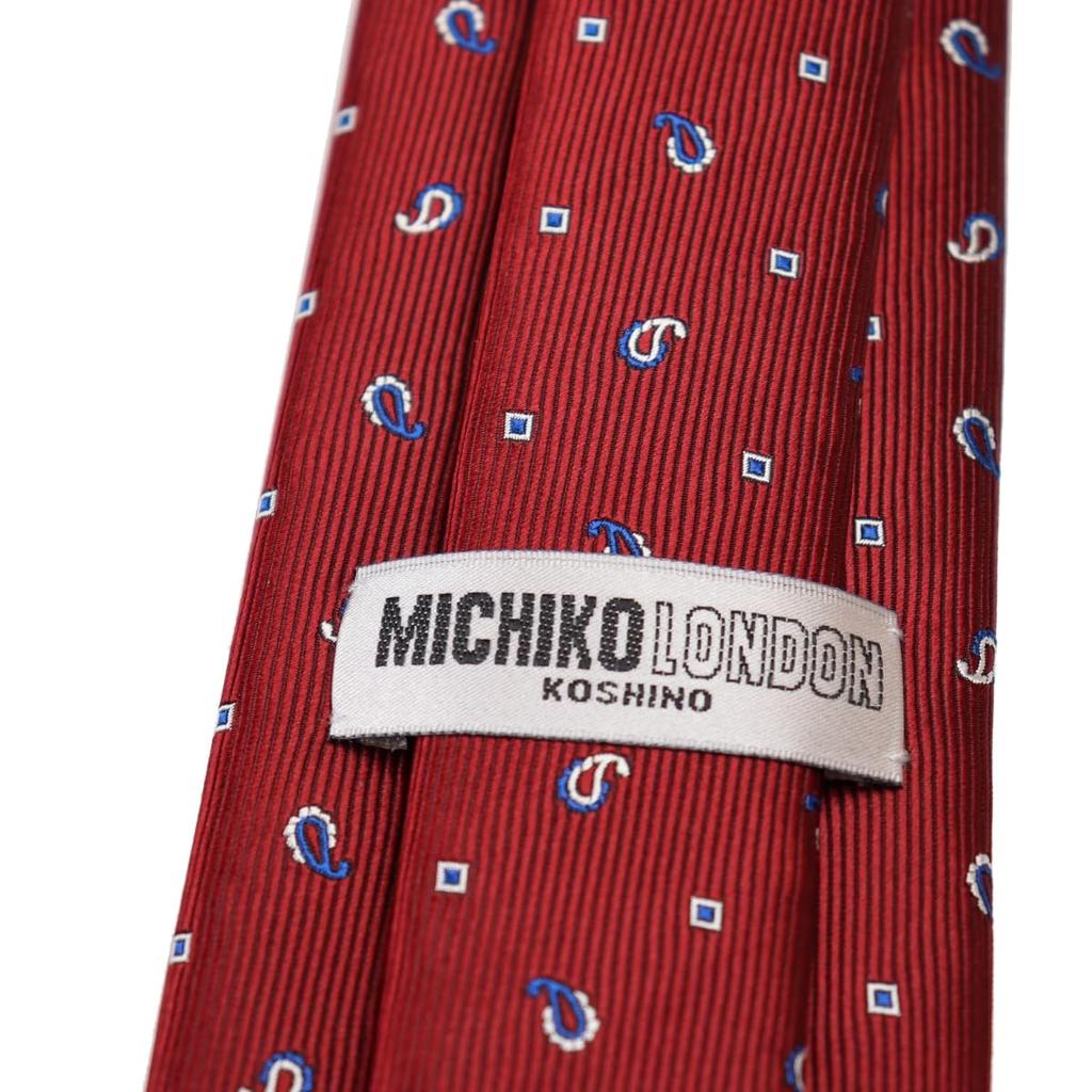 [Michiko London] Wrinkle-resistant bonded fabric with lining for added volume. Made in Japan. KOSHINO brand tie. Check pattern. 100% silk. Unisex.