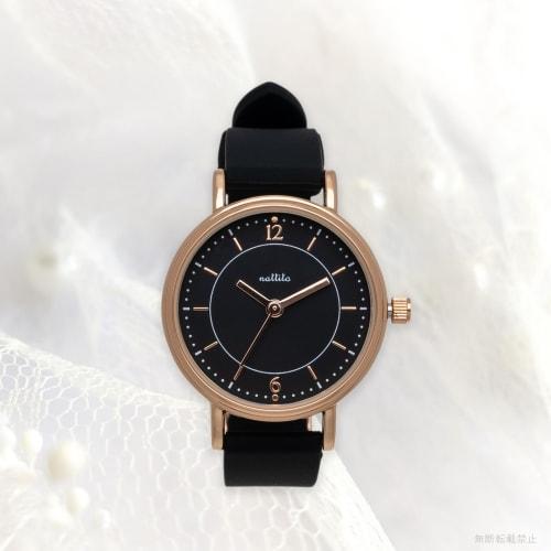 Fieldwork Women's Analog Watch with Silicone Strap and Laminated Accents, Black, YM113-5