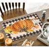 Pumpkin Buffalo Plaid Placemats Halloween Thanksgiving Table Mats Set of 4, 12x18 Inch Fall Autumn Decor for Party Kitchen Dining Decor Maple Leaf