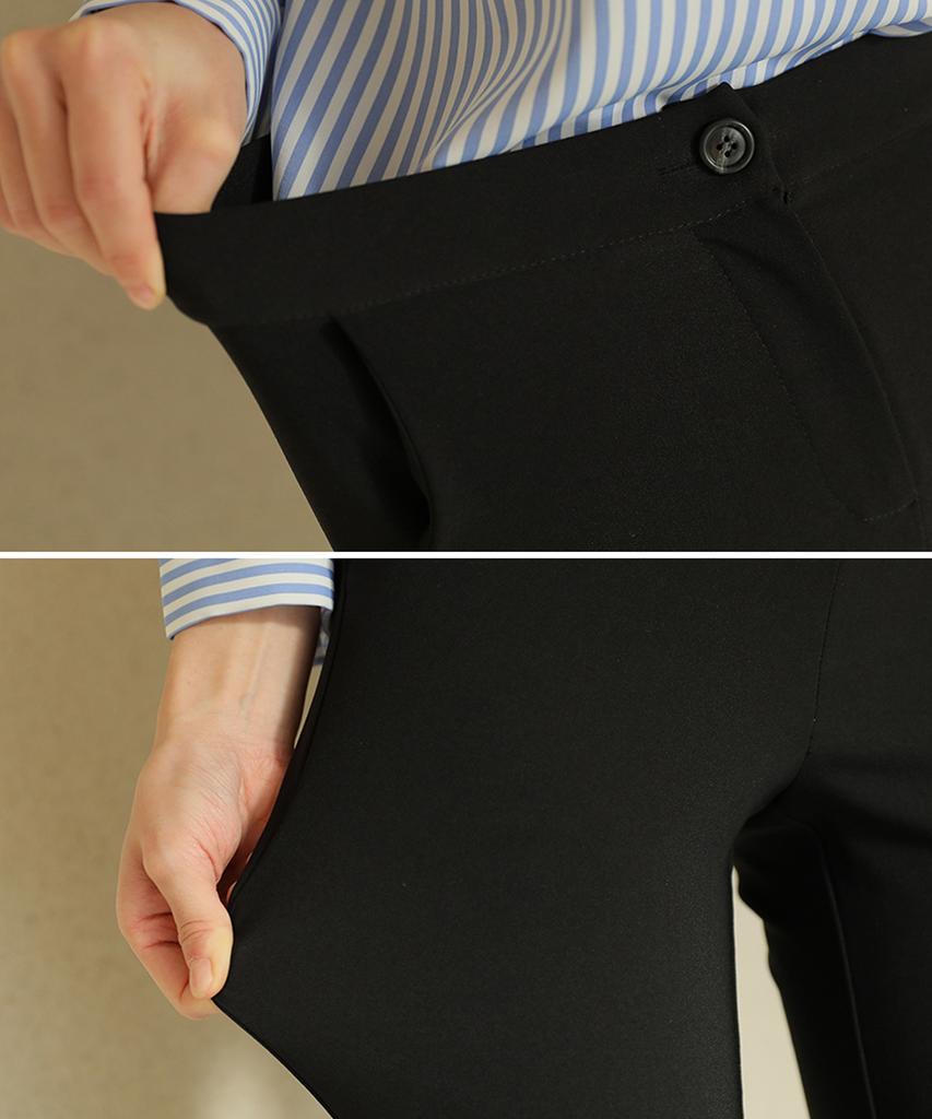 Ppaeppae Hidden Elastic Waist, Amazing Fit, Super Stretchy Spandex Slim Straight Slacks