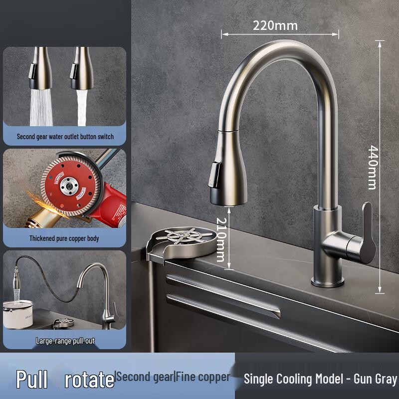 

TLXT Gunmetal Grey Pull-Out Kitchen Faucet