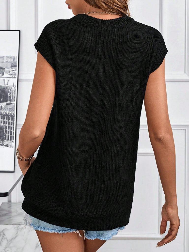 2026 Women's Summer Round Neck Short Sleeve Casual Slimming Versatile Loose Sweater