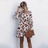 Frauen Mode Puff Langarm Shivering einteiliges Kleid Kleidung