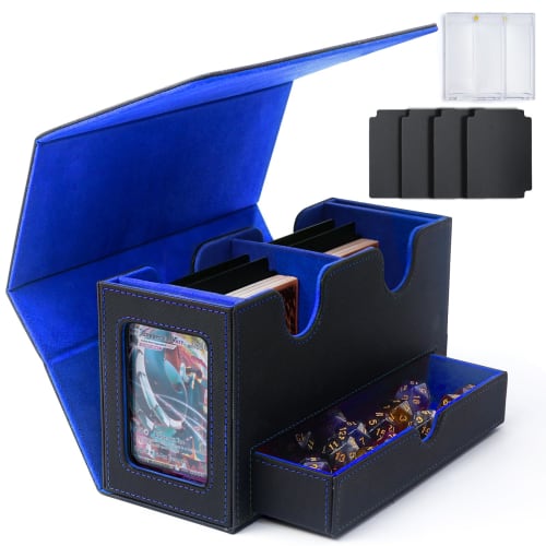 Introducing the New AWESOPAL Deck Case! This Upgraded Deck Case Features Two Magnetic Holders, Two Display Windows, a Large Dice Tray, and Four Compar
