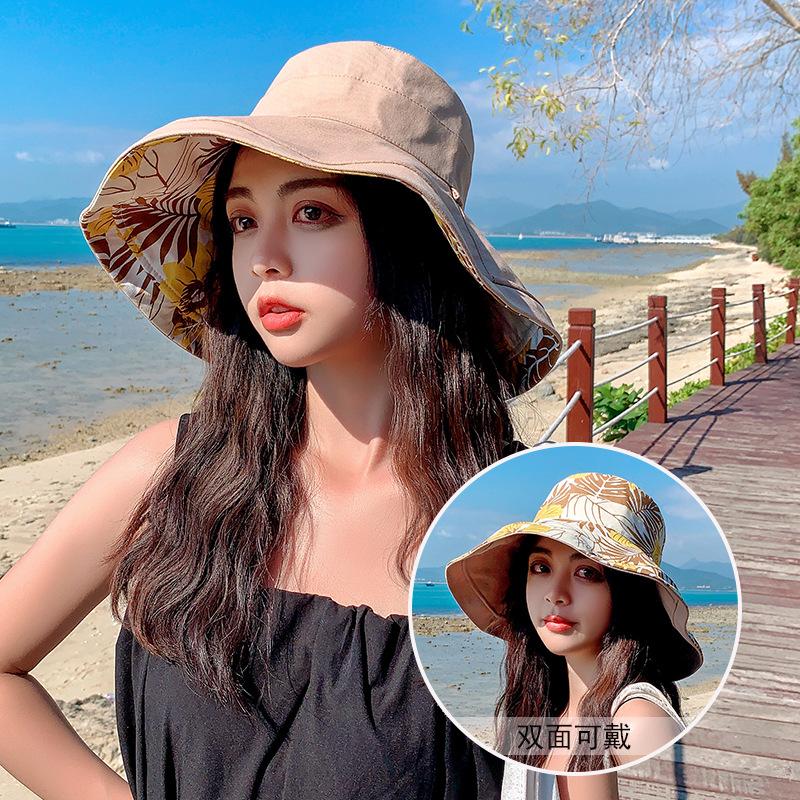 Hat sunscreen female sunshade summer double-sided bucket hat Korean anti-ultraviolet sunshade foldable sunscreen hat