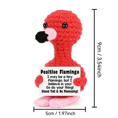 1pc Mini Positive Crochet Flamingo Soft Fabric Home Decor for Christmas, Birthdays, Parties & Collectible Doll Crochet