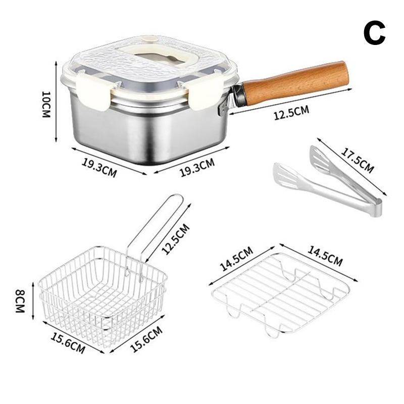 Deep Fryer Pot Stainless Steel Frying Pan Oil Saving Square Deep Frying Pan With Basket And Handle Versatile Deep Fryer With Lid