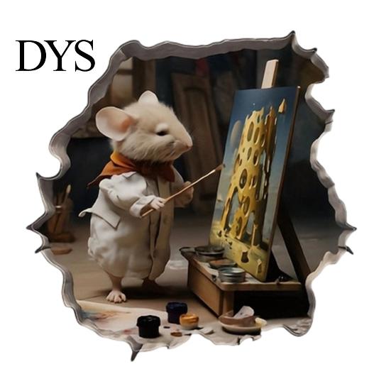 3D Mouse Hole Stickers Christmas Cute Break?Through Wall Decals, Self?Adhesive Animal Decor Stickers, DIY for Living Room Entryway Kids