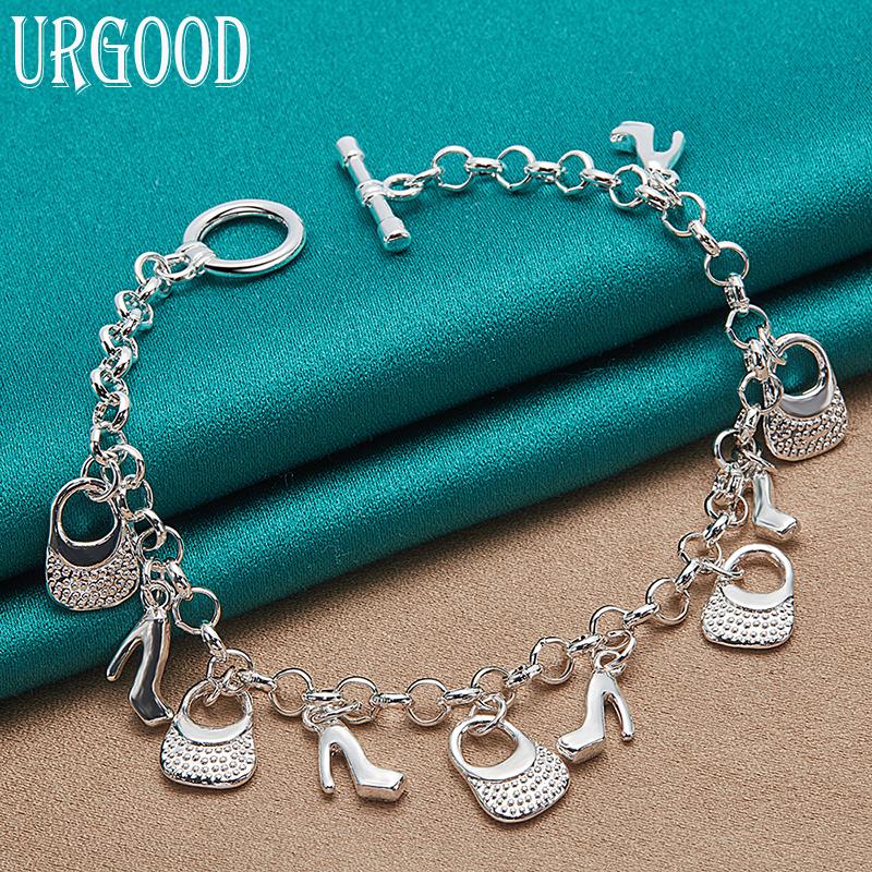 Pantofi din argint 925 bijuterii cu pandantiv pentru geanta