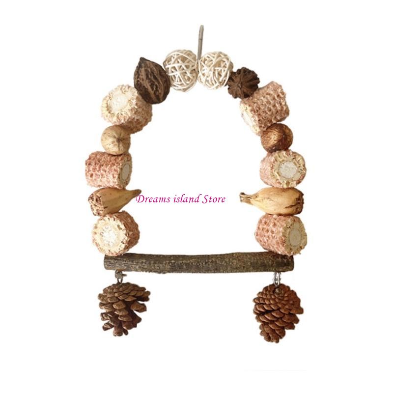 Bird Gym Stand Toy Bird Cage Pinecones Swing Tearing Chewing Toy for Small Bird Bird Cage Hanging Perch Toy HX6C