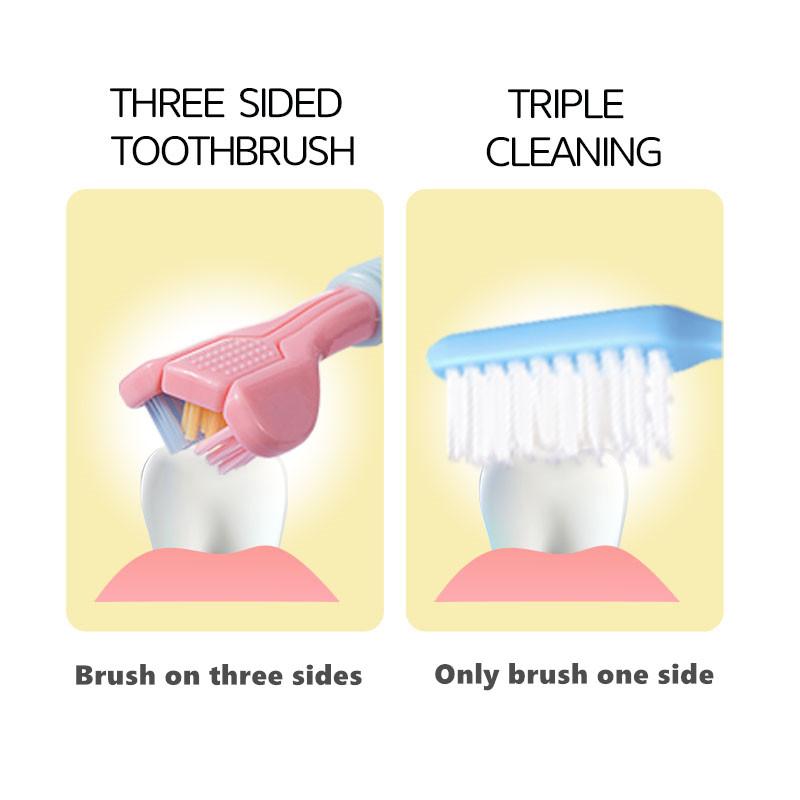 3D Stereo Three-Sided Toothbrush Ultra Fine Soft Hair Adult Toothbrushes Tongue Scraper Deep Cleaning Oral Care Teeth Brush
