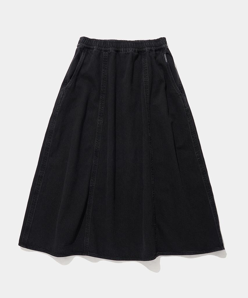 COLUMBIA UNIVERSITY Panel Pleated Denim Skirt_Gray Jean
