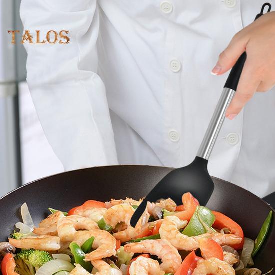 2Pcs Silicone Spatula Slotted Food Grade Heat Resistant Dishwasher Safe Frying Fish Eggs Non-stick Pot Cooking Turner Cookware Utensils Kitchen