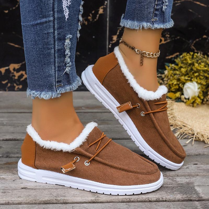 Women's Plus Size New Low Top Fleece Cuffed Lace Up Warm Casual Cotton Shoes