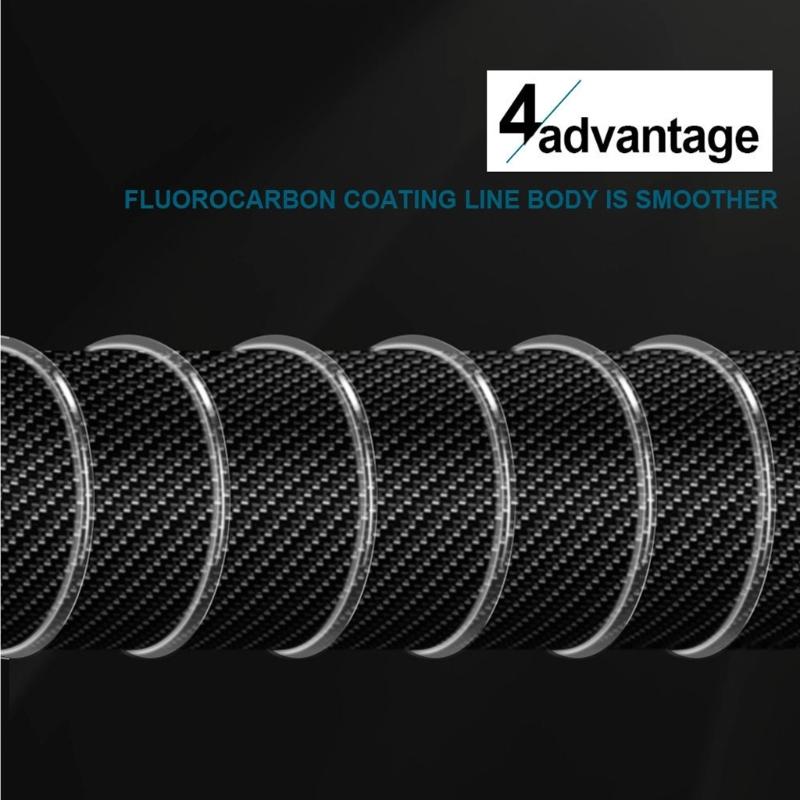Nötningsbeständig Gjutning Huvudlina 100m Fluorkarbonbeläggning Fiskelina 0.14-0.5mm 4.13LB-34.32LB Snabbsjunkande Lina